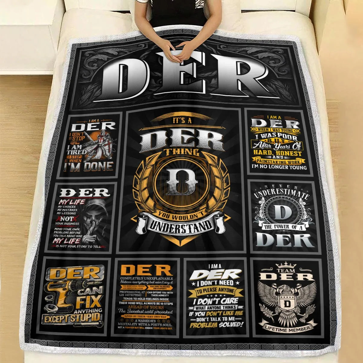 DER Personalized Blanket | Custom Name Cozy Throw Gift 13K2-BK2