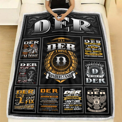 DER Personalized Blanket | Custom Name Cozy Throw Gift 13K2-BK2
