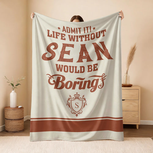 Life Without Your Name Would Be Boring Cream Terracotta Blanket SEAN 13K1 BK24