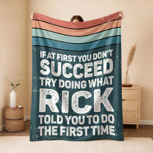 If At First You Don’t Succeed Retro Green Fleece Blanket RICK 13K1 BK29