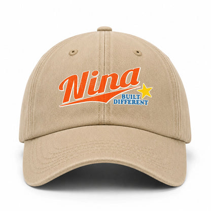 Your Name Built Different Logo Washed Cap NINA 13K1 C56PF