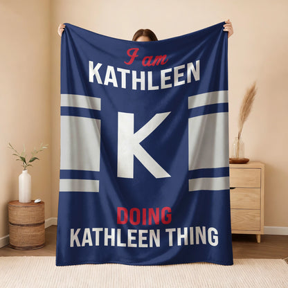 I'm Name Doing Name Things Navy Fleece Blanket KATHLEEN 13K1 BK51