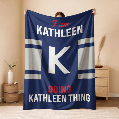 I'm Name Doing Name Things Navy Fleece Blanket KATHLEEN 13K1 BK51