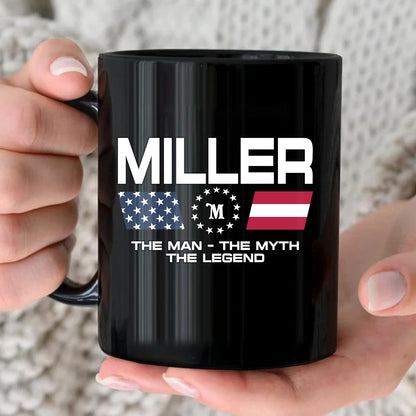 The Man The Myth The Legend Us Flag Mug MILLER 13K1 MG23