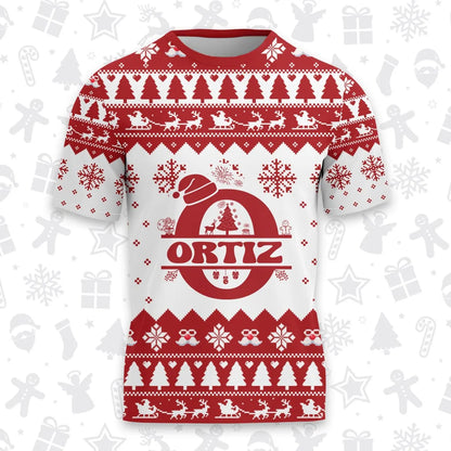 ORTIZ Personalized Christmas T-Shirt Pajama Set - Holiday Gift Outfit 13K1-CR2