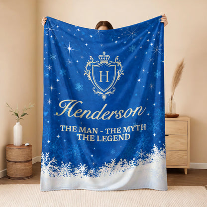 The Man The Myth The Legend Navy Christmas Fleece Blanket HENDERSON 13K1 BK15