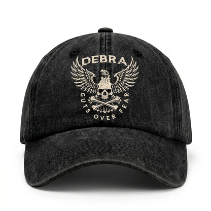 Your Name Guts Over Fear With Eagle And Skull Washed Cap DEBRA 13K1 C75PF