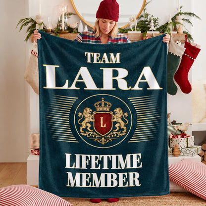 Team Your Name Lifetime Member Sage Green Fleece Blanket LARA 13K1 BK42