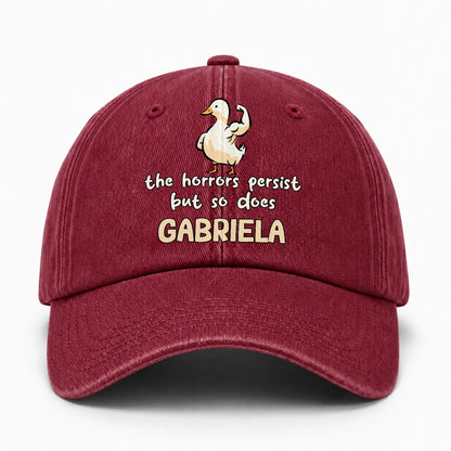 The Horrors Persist But So Does Your Name Funny Goose Burgundy Washed Cap GABRIELA 13K1 C126PF
