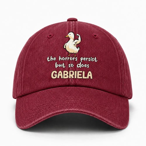 The Horrors Persist But So Does Your Name Funny Goose Burgundy Washed Cap GABRIELA 13K1 C126PF