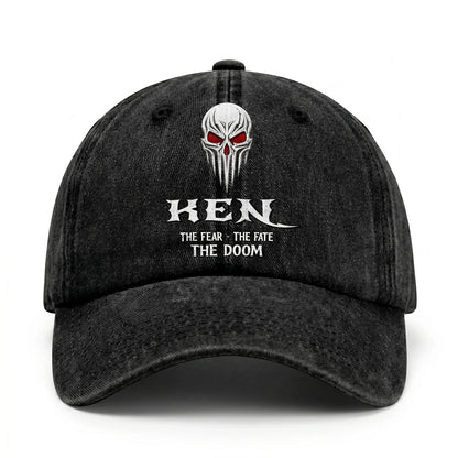 Your Name The Fear The Fate The Doom Skull Washed Cap KEN 13K1 C98PF