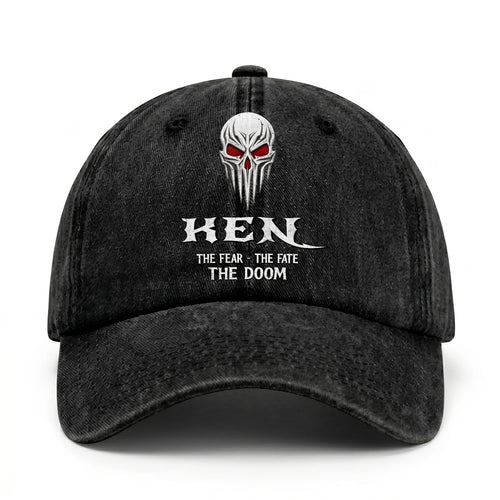 Your Name The Fear The Fate The Doom Skull Washed Cap KEN 13K1 C98PF