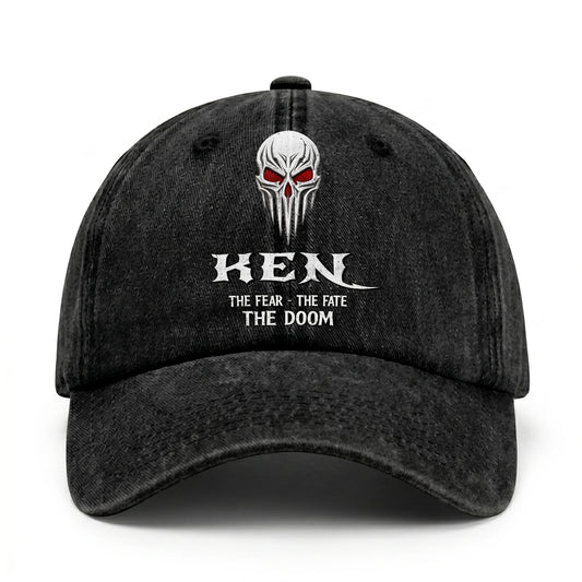 Your Name The Fear The Fate The Doom Skull Washed Cap KEN 13K1 C98PF