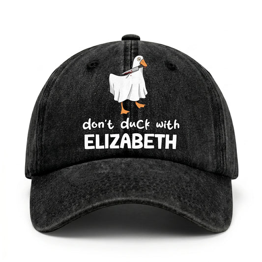 Don't Duck With Your Name Funny Washed Cap ELIZABETH 13K1 C129PF