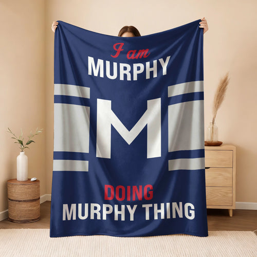 I'm Name Doing Name Things Navy Fleece Blanket MURPHY 13K1 BK51