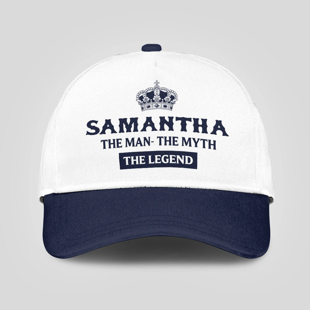 The Man The Myth The Legend King Crown Blue And White Cap SAMANTHA 13K1 C147PF