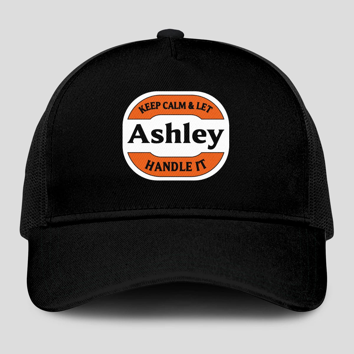 Keep Calm & Let Your Name Handle It Black Mesh Cap ASHLEY 13K1 C199PF