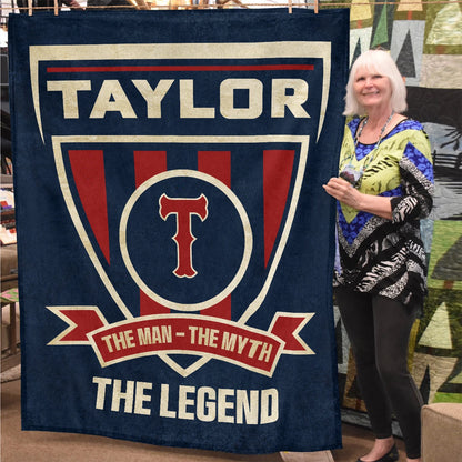 The Man The Myth The Legend Blue Burgundy Baseball Blanket TAYLOR 13K1 BK18
