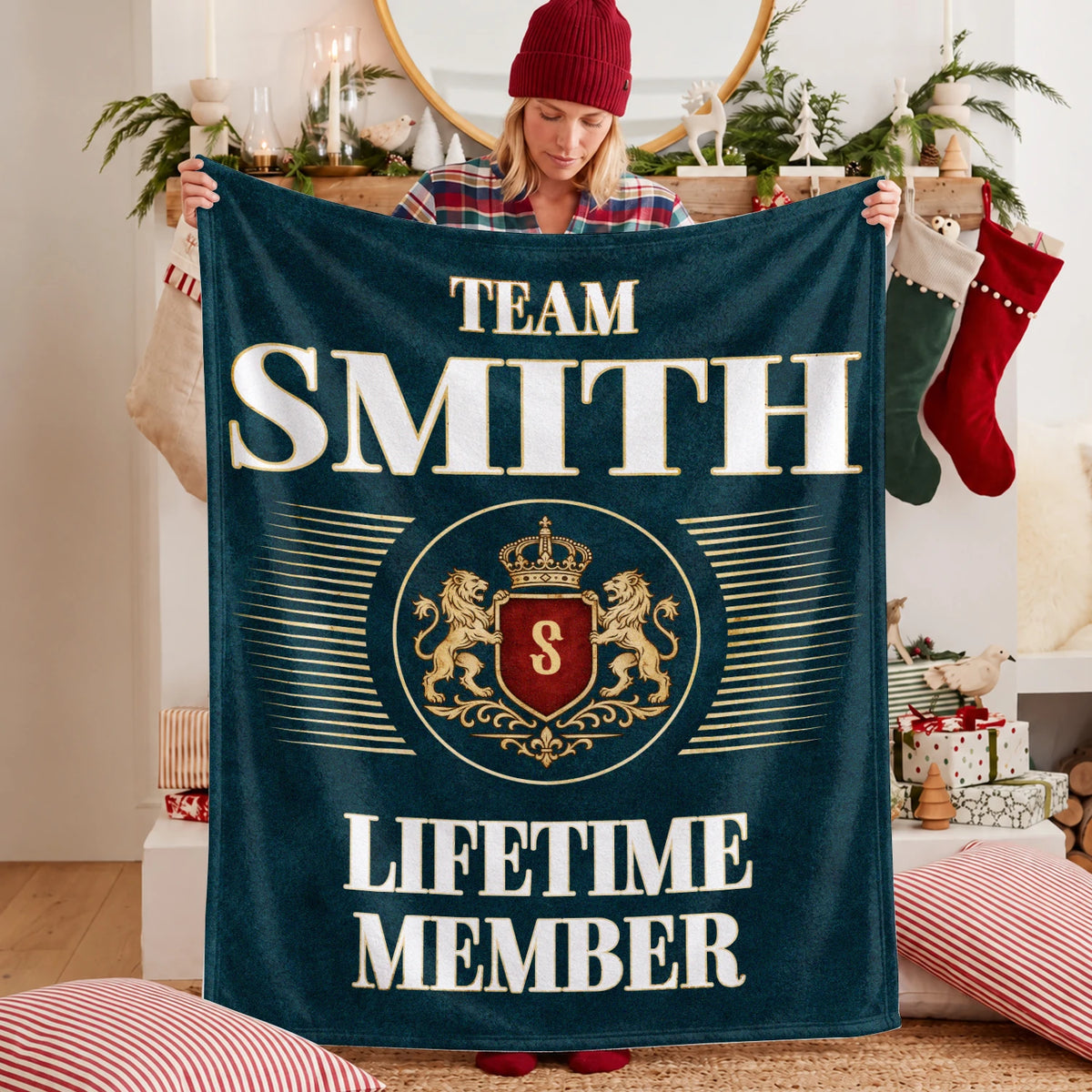 Team Your Name Lifetime Member Sage Green Fleece Blanket SMITH 13K1 BK42