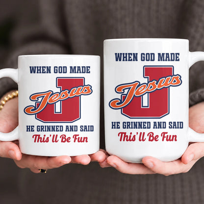 When God Made Your Name Personalized Baseball Mug JESUS 13K1 MG07