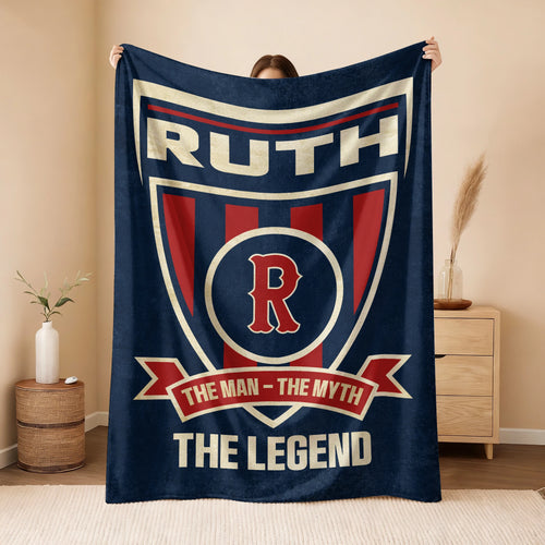 The Man The Myth The Legend Blue Burgundy Baseball Blanket RUTH 13K1 BK18