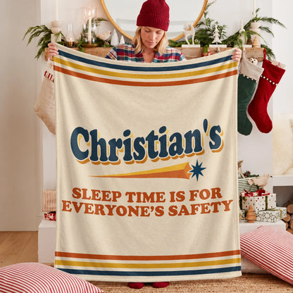 Your Name's Sleep Time Funny Retro Fleece Blanket CHRISTIAN 13K1 BK67