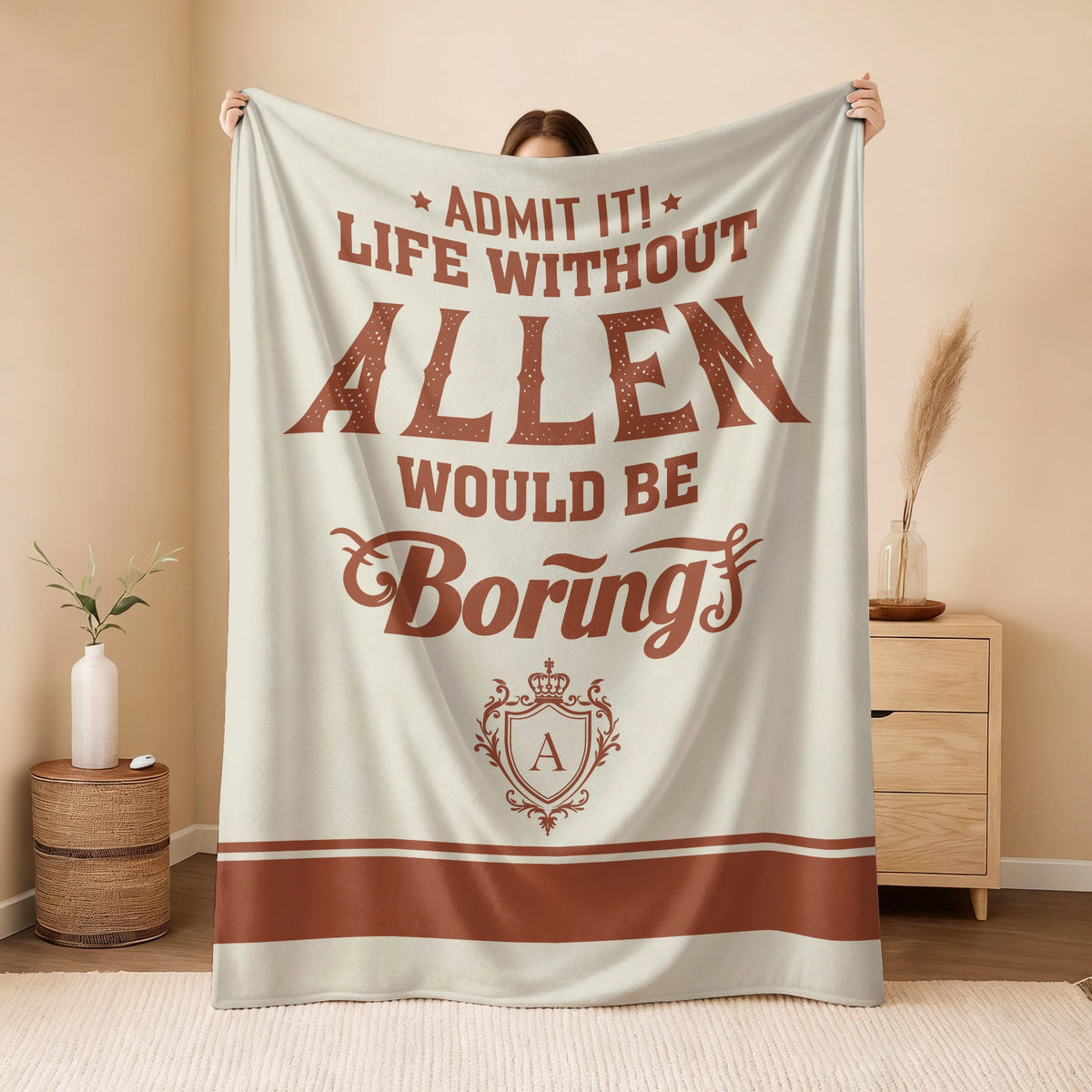 Life Without Your Name Would Be Boring Cream Terracotta Blanket ALLEN 13K1 BK24