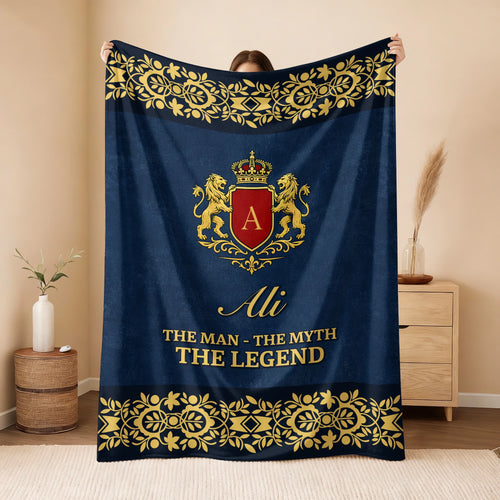 The Man The Myth The Legend Luxury Navy Fleece Blanket ALI 13K1 BK35