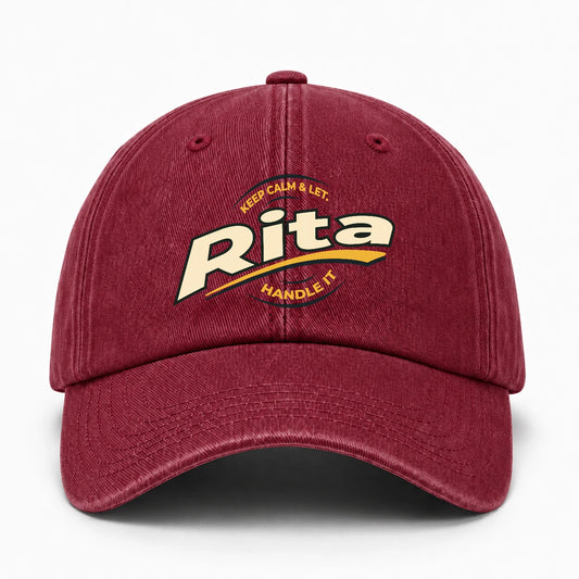 Keep Calm & Let Your Name Handle It Burgundy Washed Cap RITA 13K1 C105PF