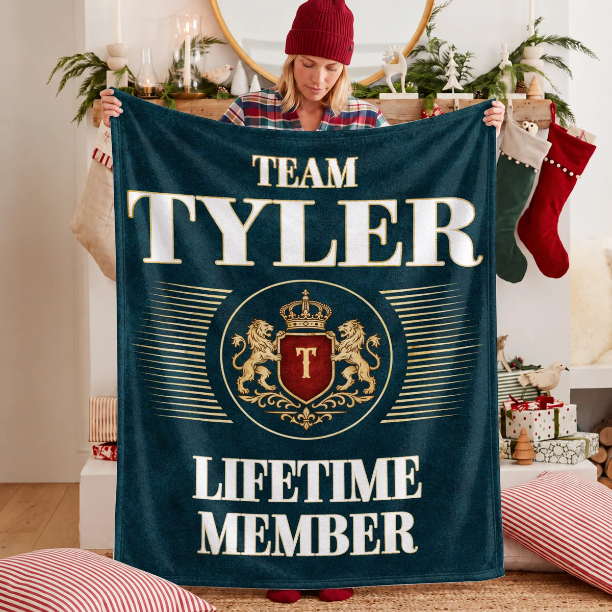 Team Your Name Lifetime Member Sage Green Fleece Blanket TYLER 13K1 BK42