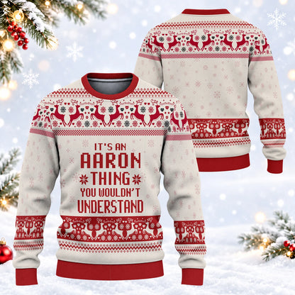 It's A Your Name Thing Red Christmas Ugly Sweater AARON 13K1 UG09