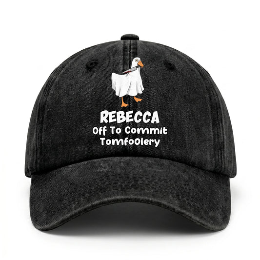 Off To Commit Tomfoolery Funny Goose Washed Cap REBECCA 13K1 C131PF