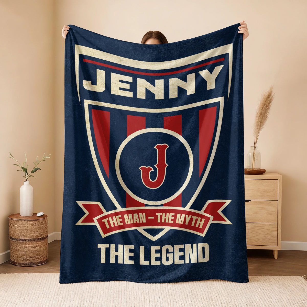 The Man The Myth The Legend Blue Burgundy Baseball Blanket JENNY 13K1 BK18