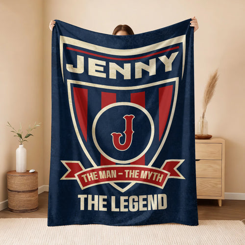 The Man The Myth The Legend Blue Burgundy Baseball Blanket JENNY 13K1 BK18