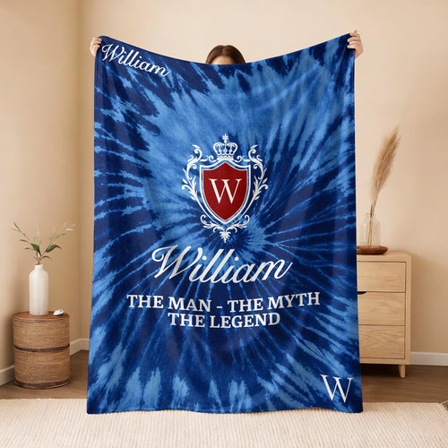 The Man The Myth The Legend Blue Waves Fleece Blanket WILLIAM 13K1 BK11