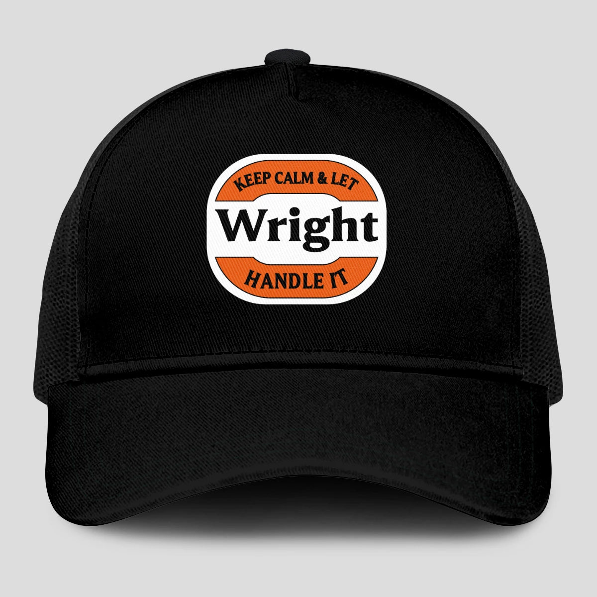 Keep Calm & Let Your Name Handle It Black Mesh Cap WRIGHT 13K1 C199PF