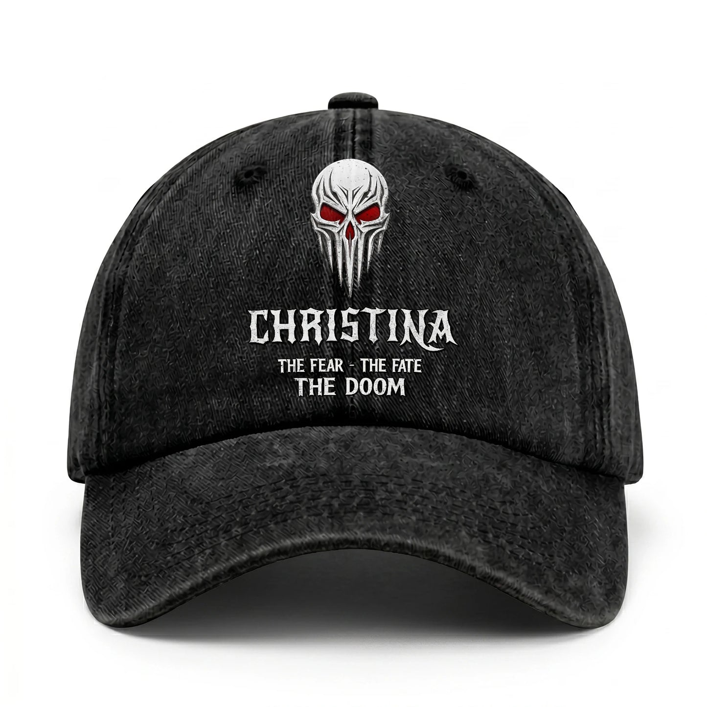 Your Name The Fear The Fate The Doom Skull Washed Cap CHRISTINA 13K1 C98PF