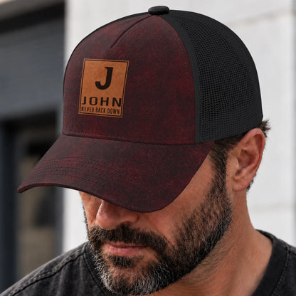 Never Back Down Burgundy And Black Mesh Cap JOHN 13K1 C208PF