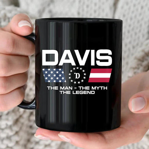 The Man The Myth The Legend Us Flag Mug DAVIS 13K1 MG23