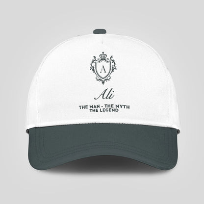 The Man The Myth The Legend Elegant Gray And White Cap ALI 13K1 C170PF