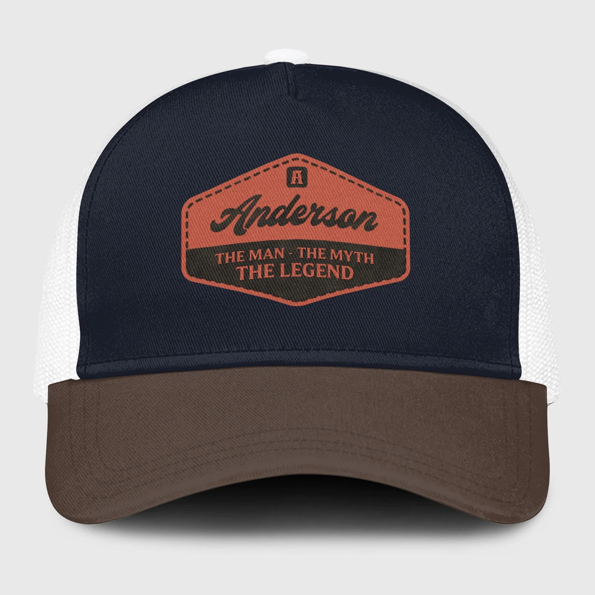The Man The Myth The Legend Navy And Brown Mesh Cap ANDERSON 13K1 C188PF