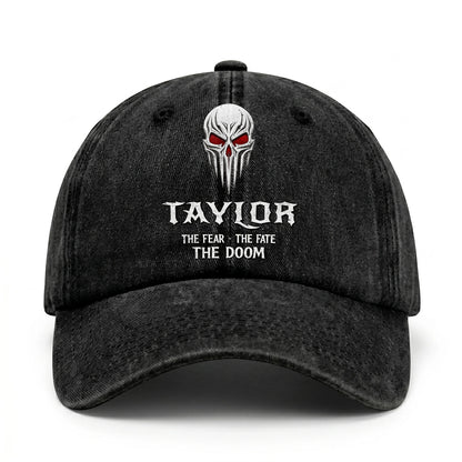 Your Name The Fear The Fate The Doom Skull Washed Cap TAYLOR 13K1 C98PF