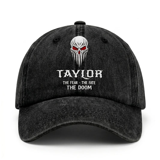 Your Name The Fear The Fate The Doom Skull Washed Cap TAYLOR 13K1 C98PF