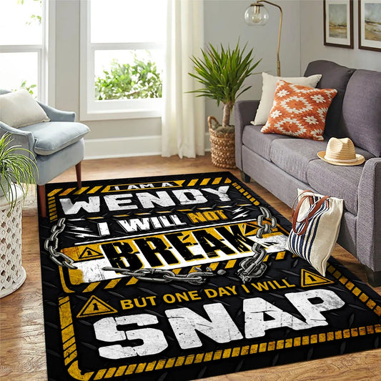 WENDY Motivational Rug – Black & Yellow Quote Carpet for Living Room 13K1-AR1