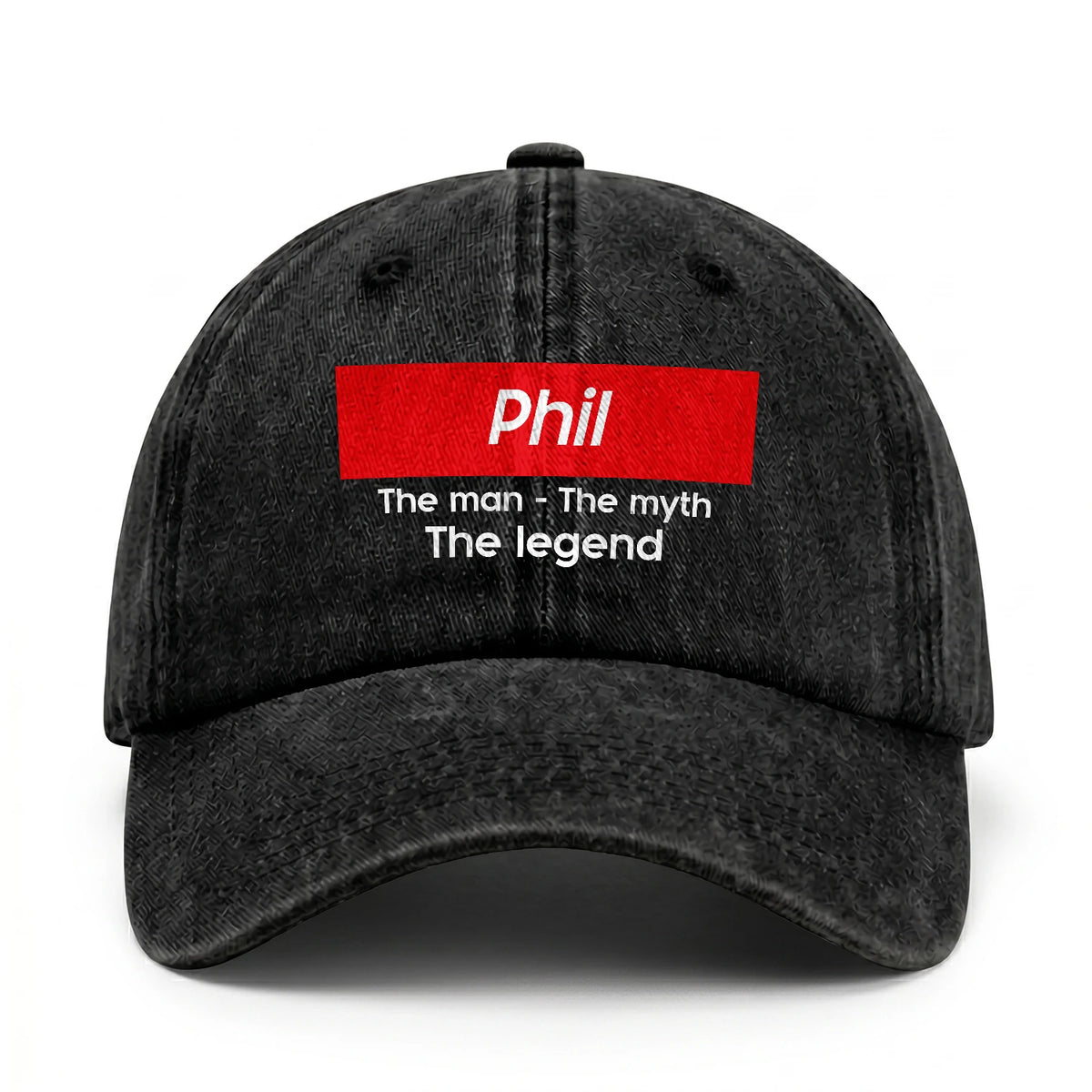 Your Name The Man The Myth The Legend Red Logo Washed Cap PHIL 13K1 C130PF