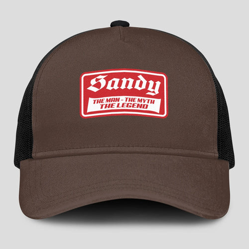 The Man The Myth The Legend Red Logo Brown Mesh Cap SANDY 13K1 C203PF