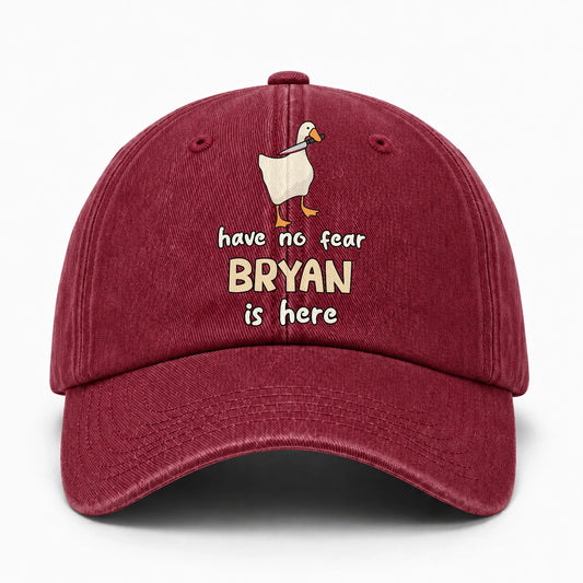 Have No Fear Your Name Is Here Funny Goose Burgundy Washed Cap BRYAN 13K1 C127PF