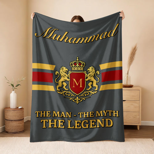 The Man The Myth The Legend Blue & Gold Fleece Blanket MUHAMMAD 13K1 BK07