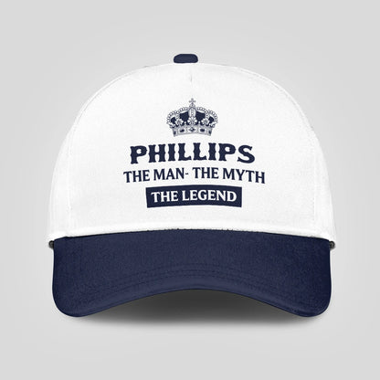 The Man The Myth The Legend King Crown Blue And White Cap PHILLIPS 13K1 C147PF
