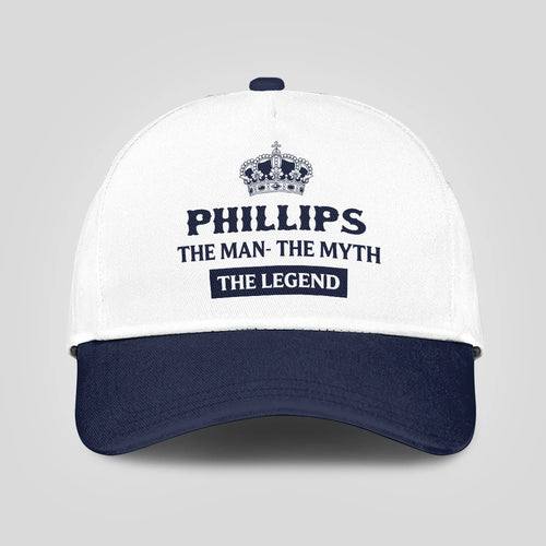 The Man The Myth The Legend King Crown Blue And White Cap PHILLIPS 13K1 C147PF
